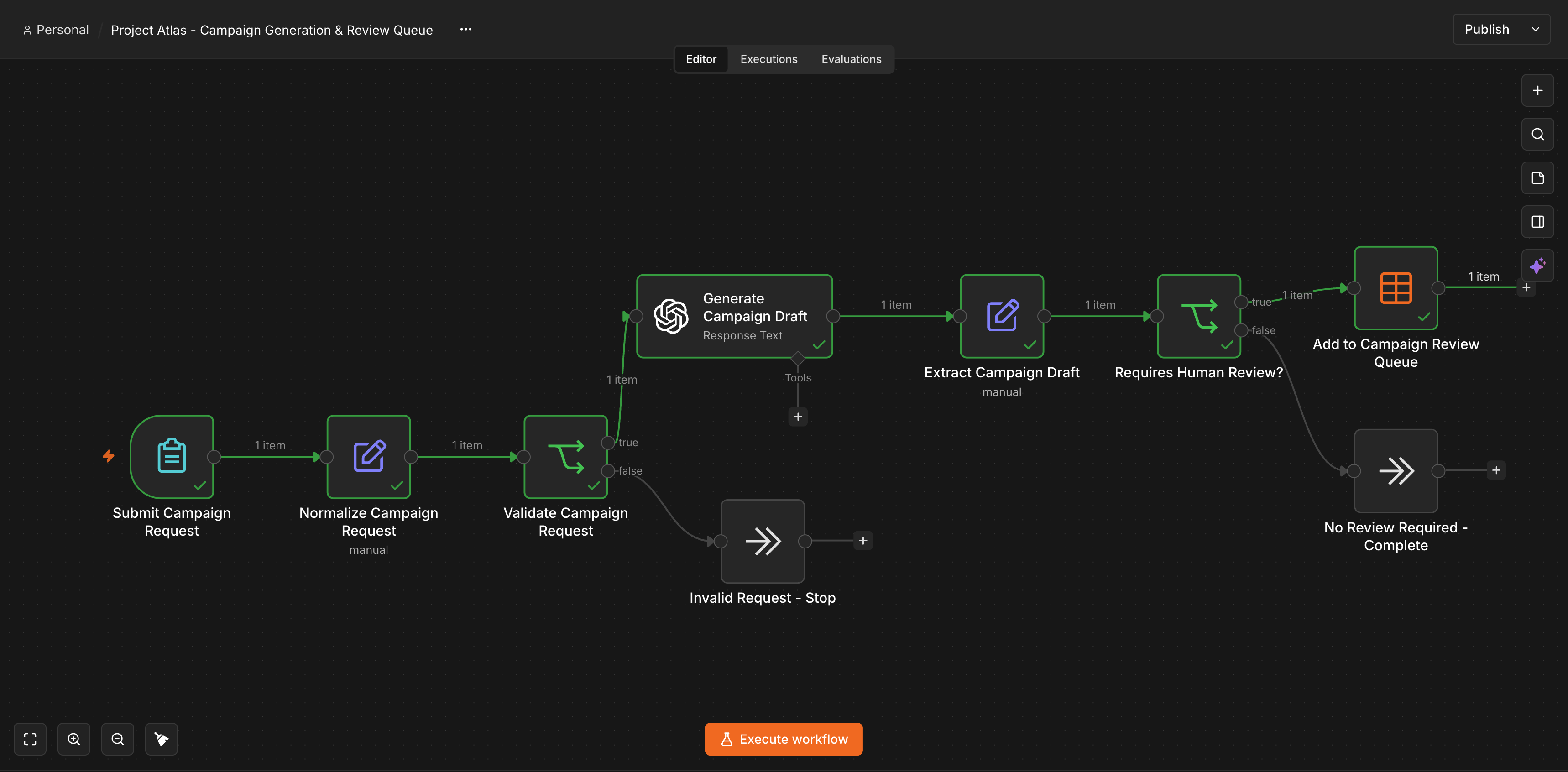ATLAS campaign generation and review queue workflow